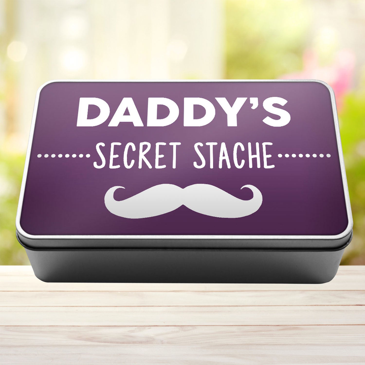 Daddy's Secret Stache Stash Tin Storage Rectangle Tin - Perham Prints