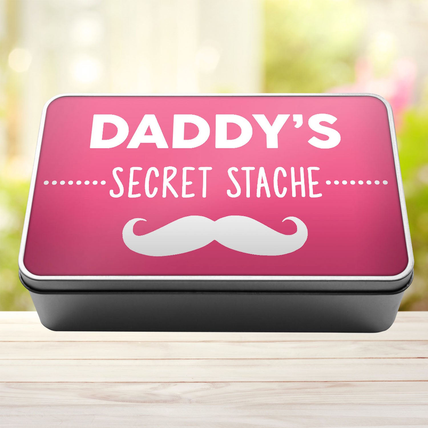 Daddy's Secret Stache Stash Tin Storage Rectangle Tin - Perham Prints