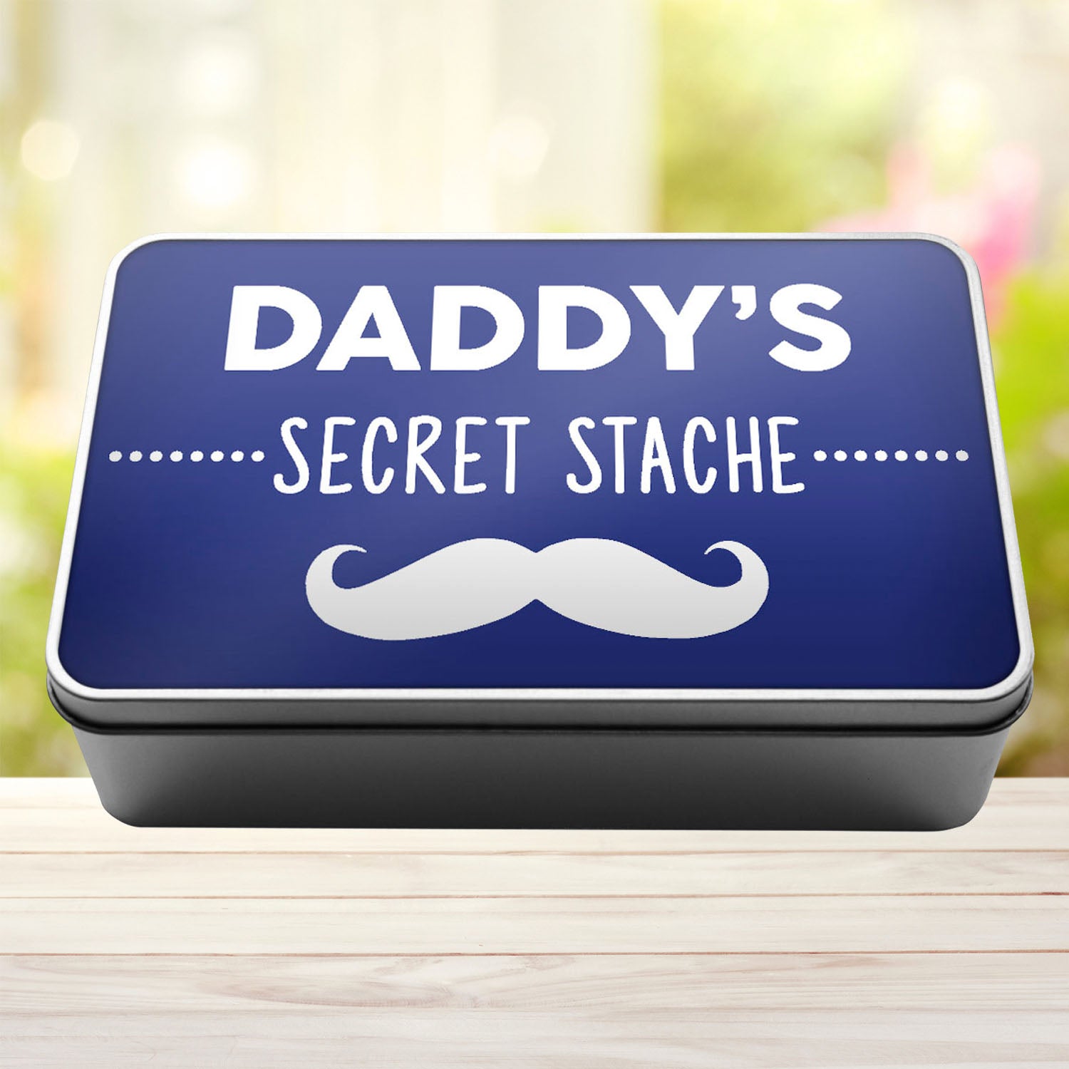 Daddy's Secret Stache Stash Tin Storage Rectangle Tin - Perham Prints