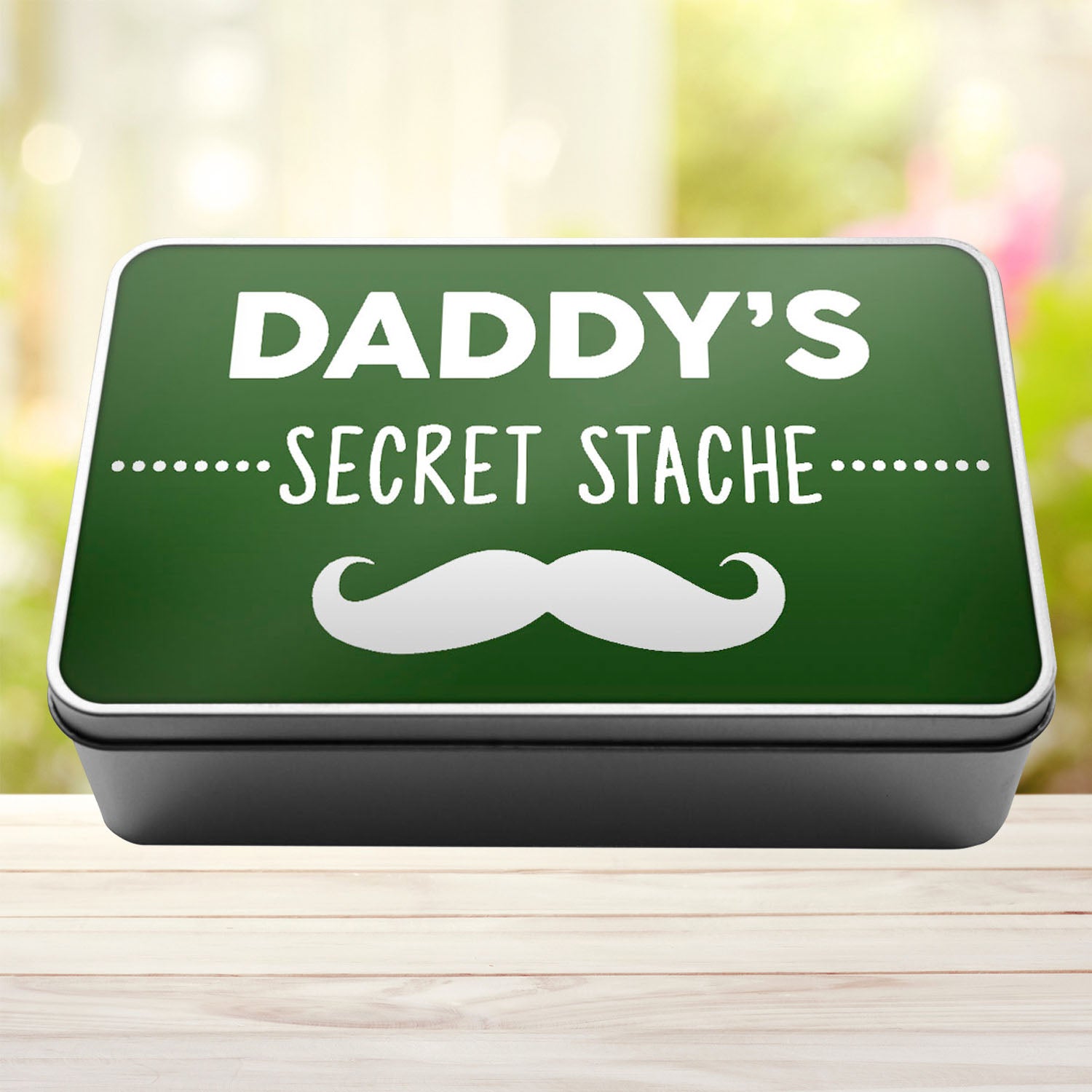 Daddy's Secret Stache Stash Tin Storage Rectangle Tin - Perham Prints