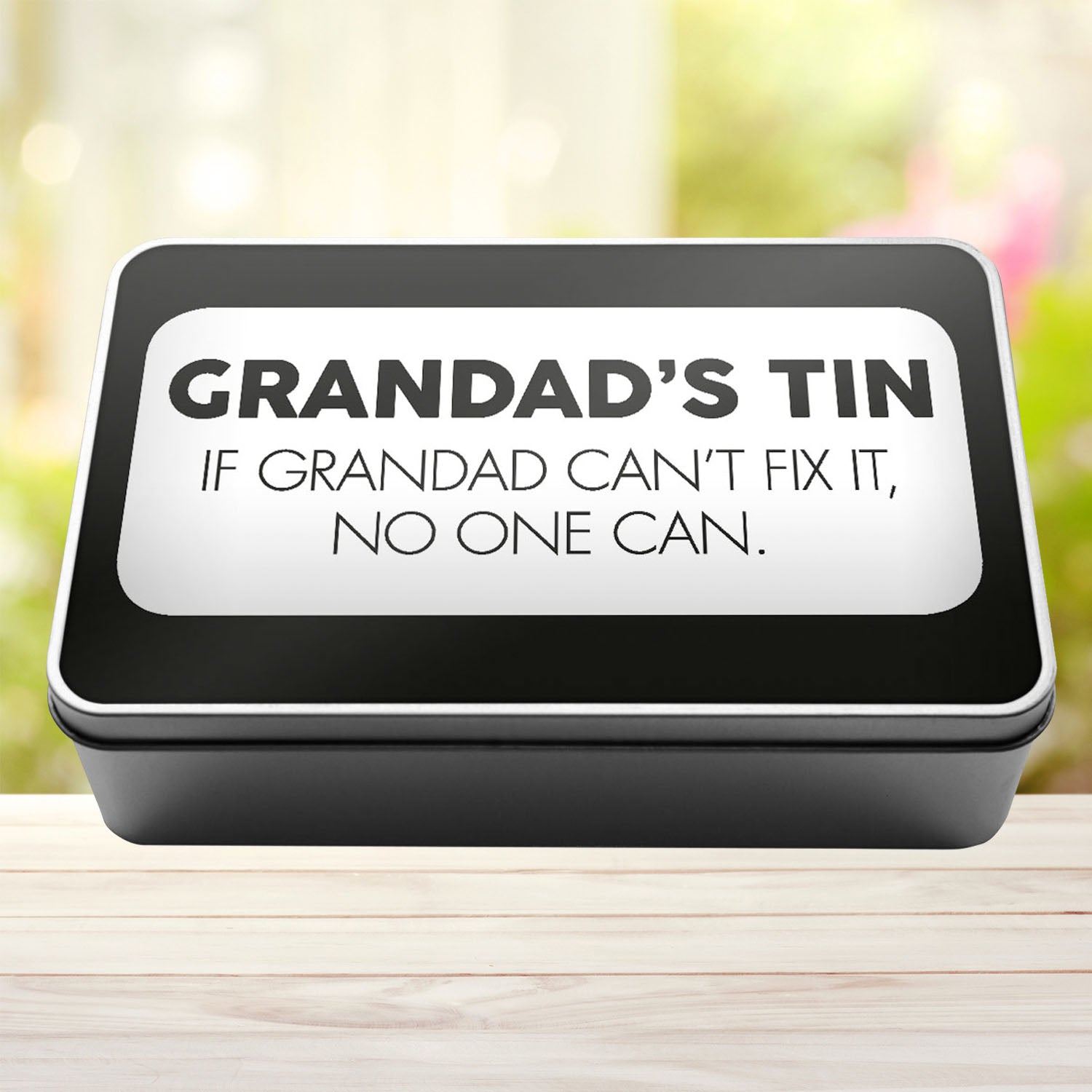 Grandad's Tin If Grandad Can't Fix It No One Can Tin Storage Rectangle Tin - Perham Prints