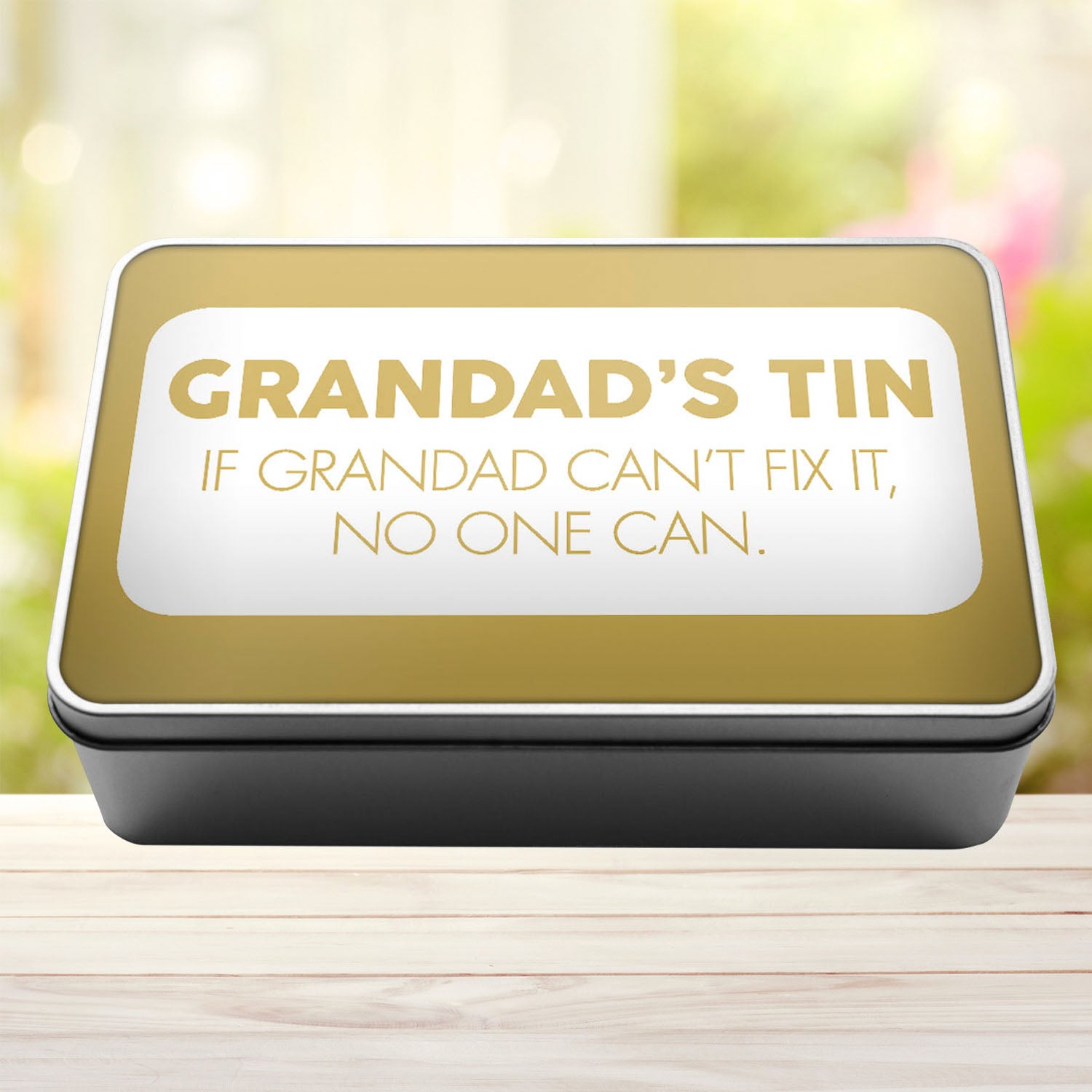 Grandad's Tin If Grandad Can't Fix It No One Can Tin Storage Rectangle Tin - Perham Prints