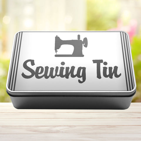 Buy grey Sewing Tin Storage Rectangle Tin