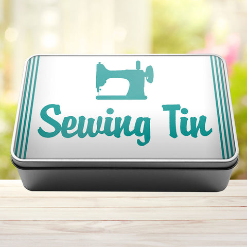 Buy turquoise Sewing Tin Storage Rectangle Tin