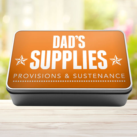 Buy orange Dad&#39;s Supplies Provisions and Sustenance Tin Storage Rectangle Tin