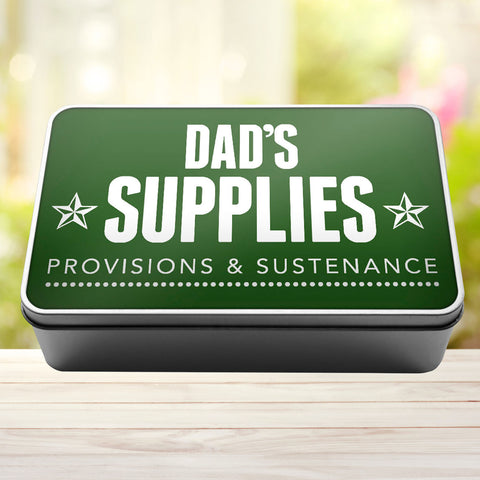 Buy green Dad&#39;s Supplies Provisions and Sustenance Tin Storage Rectangle Tin