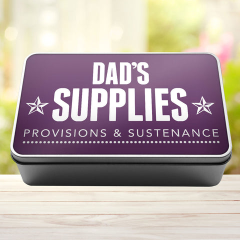 Buy purple Dad&#39;s Supplies Provisions and Sustenance Tin Storage Rectangle Tin