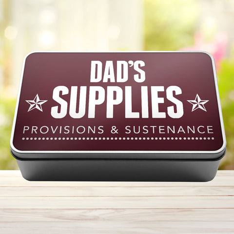 Buy burgundy Dad&#39;s Supplies Provisions and Sustenance Tin Storage Rectangle Tin