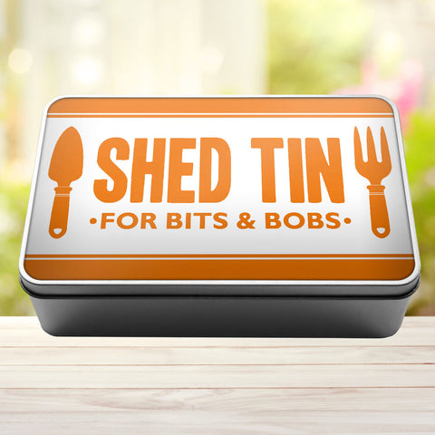 Buy orange Shed Tin For Bits And Bobs Storage Rectangle Tin