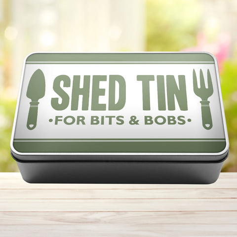 Buy sage-green Shed Tin For Bits And Bobs Storage Rectangle Tin