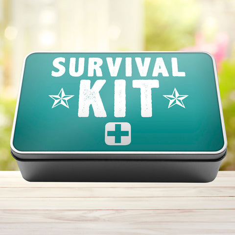 Buy turquoise Survival Kit Storage Rectangle Tin