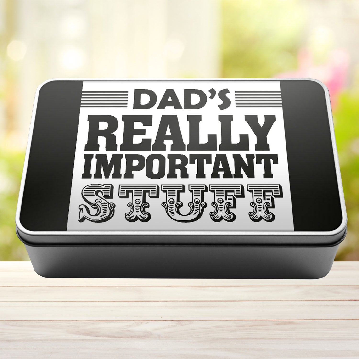 Dad's Really Important Stuff Tin Storage Rectangle Tin - Perham Prints