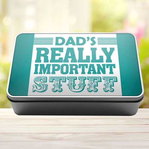Buy turquoise Dad&#39;s Really Important Stuff Tin Storage Rectangle Tin