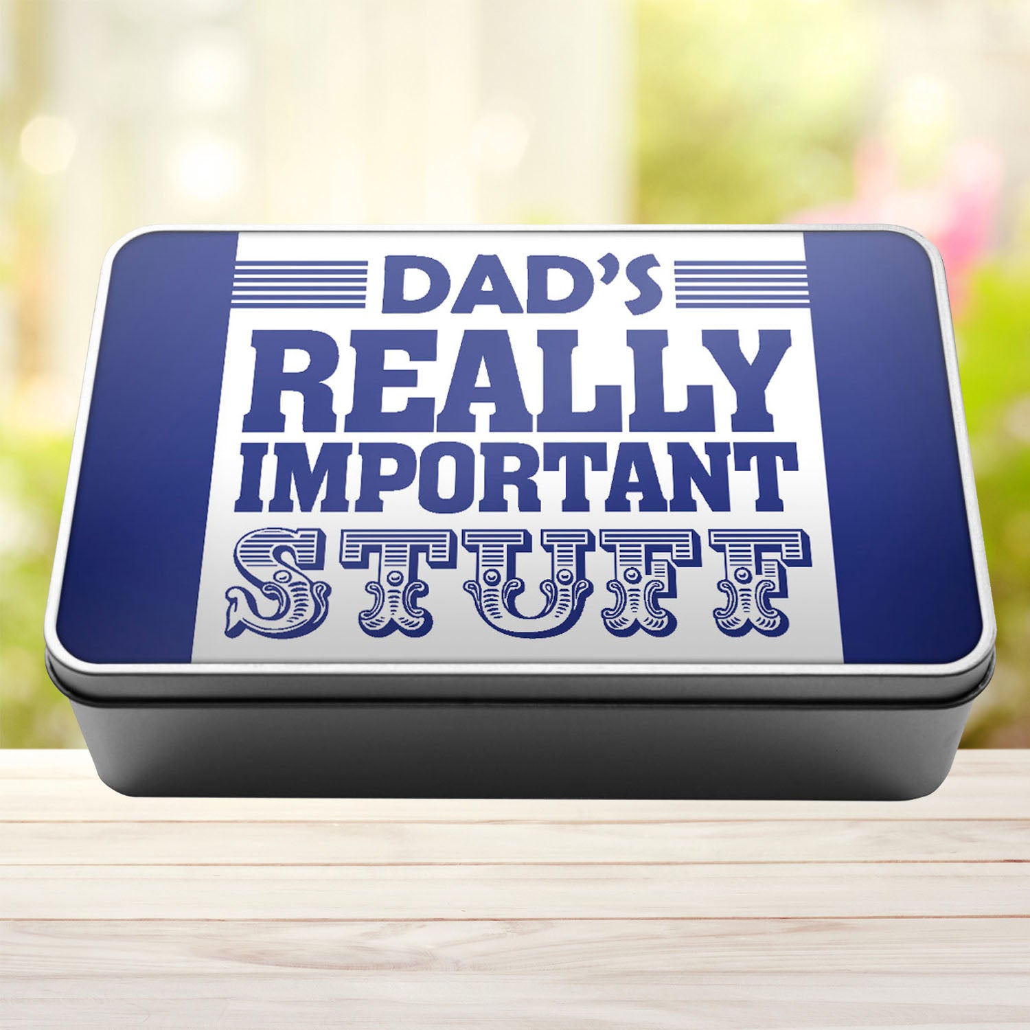 Dad's Really Important Stuff Tin Storage Rectangle Tin - Perham Prints