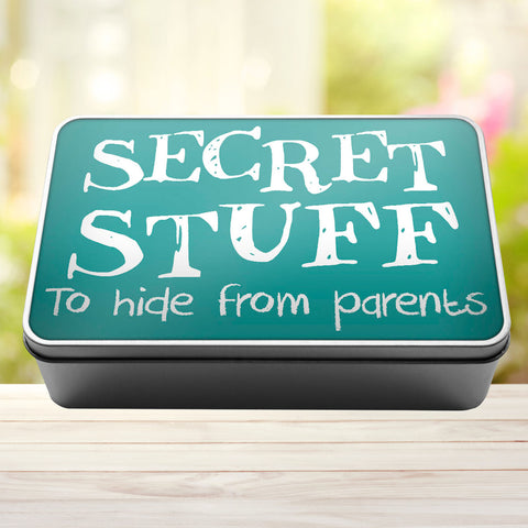 Buy turquoise Secret Stuff To Hide From Parents Tin Storage Rectangle Tin