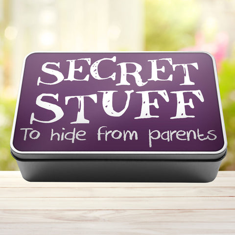 Buy purple Secret Stuff To Hide From Parents Tin Storage Rectangle Tin
