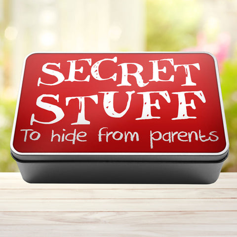 Buy red Secret Stuff To Hide From Parents Tin Storage Rectangle Tin