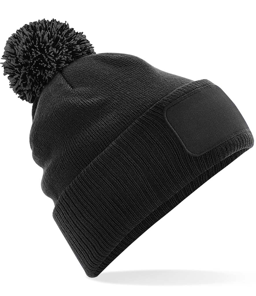 Fully Personalised Beechfield Black Pom Pom Bobble Hat - Perham Prints