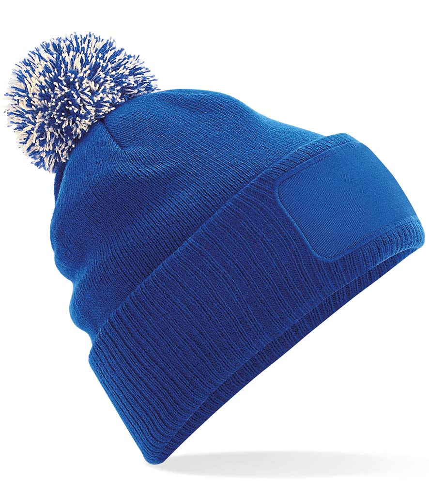 Fully Personalised Beechfield Royal Blue Pom Pom Bobble Hat - Perham Prints