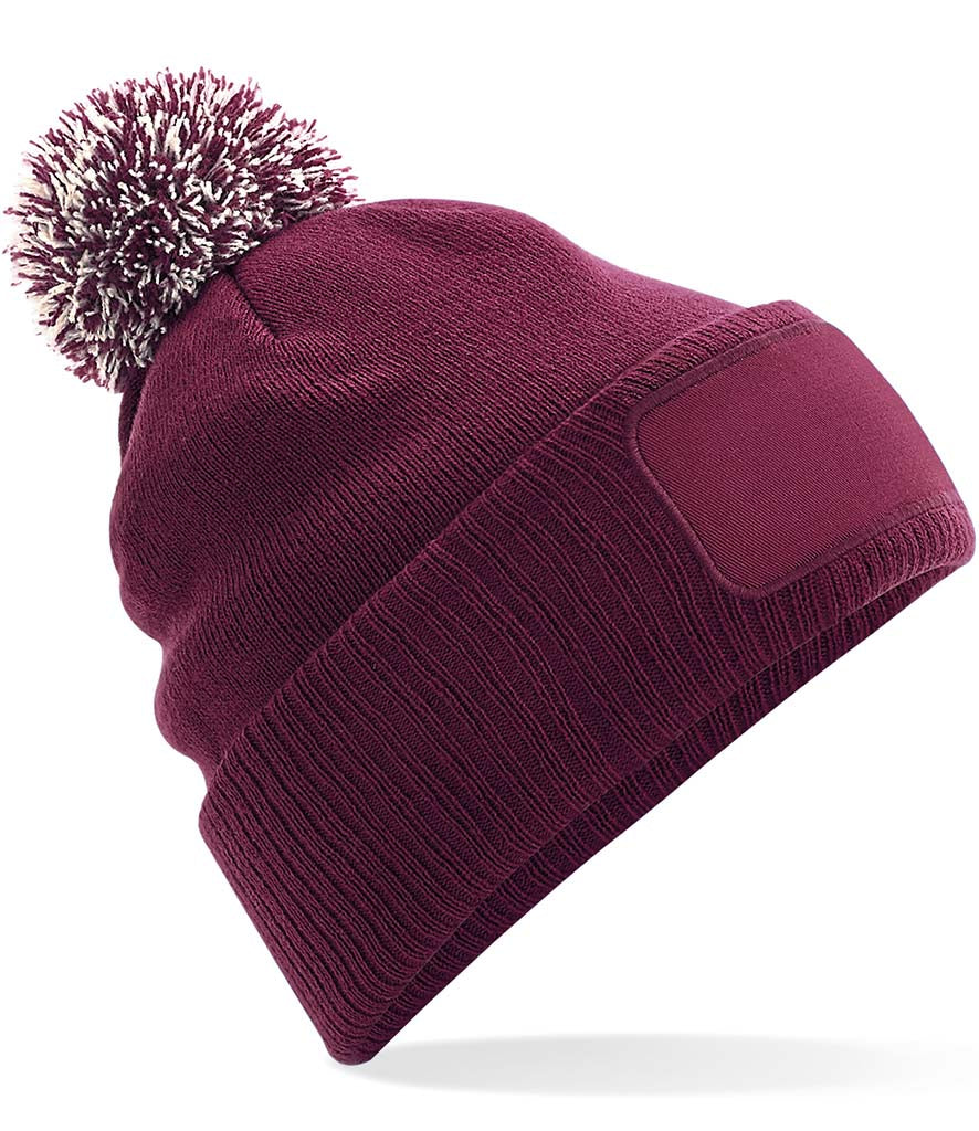 Fully Personalised Beechfield Dark Red /Burgundy Pom Pom Bobble Hat - Perham Prints
