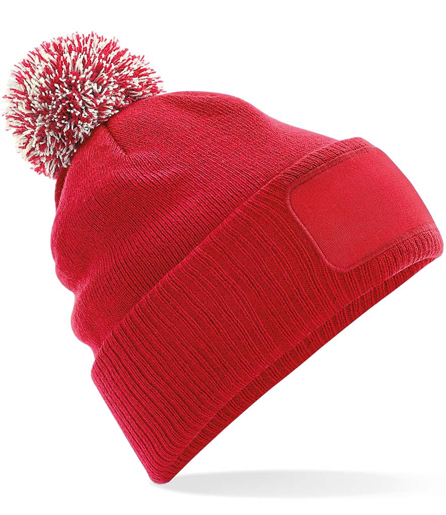 Fully Personalised Beechfield Red Pom Pom Bobble Hat - Perham Prints