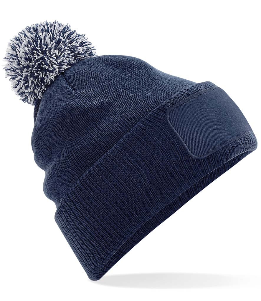 Fully Personalised Beechfield Navy Blue Pom Pom Bobble Hat - Perham Prints