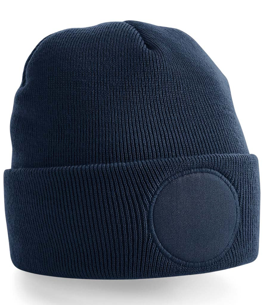Fully Personalised Result Core Navy Blue Circle Patch Beanie Hat - Perham Prints