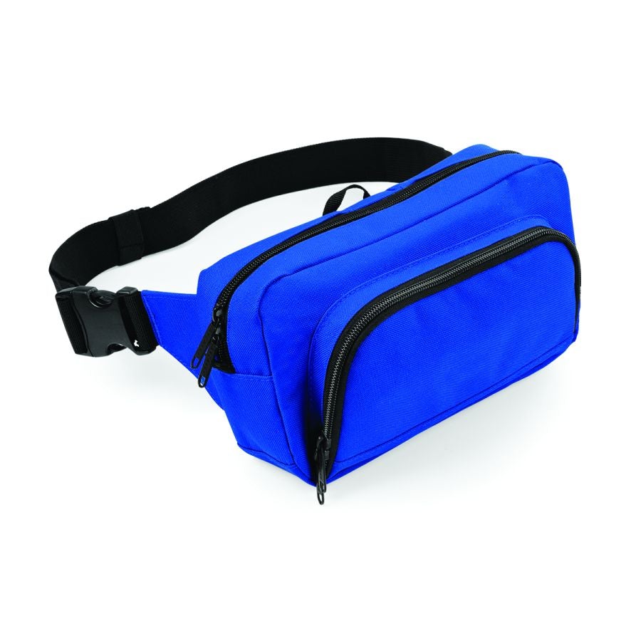 Fully Personalised BagBase Bright Royal Blue Colour Two Pockets Waist Bag Belt Bag - Perham Prints
