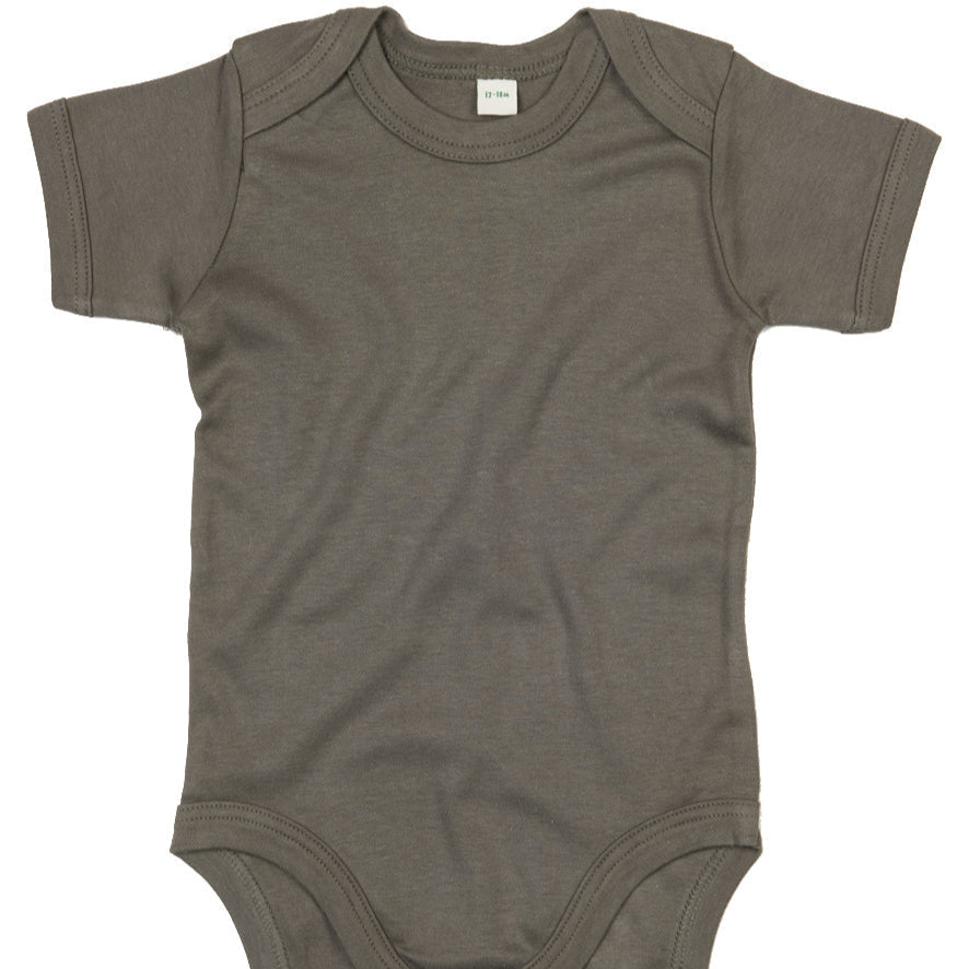 Fully Personalised Olive Green UNISEX Baby Vest - Perham Prints