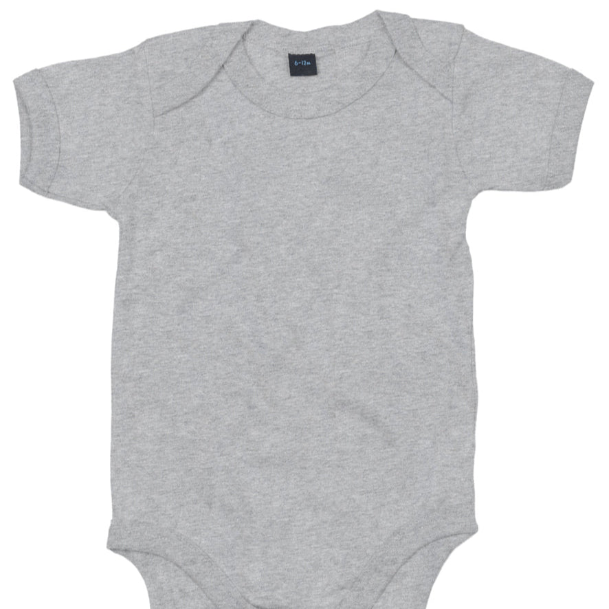 Fully Personalised Heather Grey UNISEX Baby Vest - Perham Prints