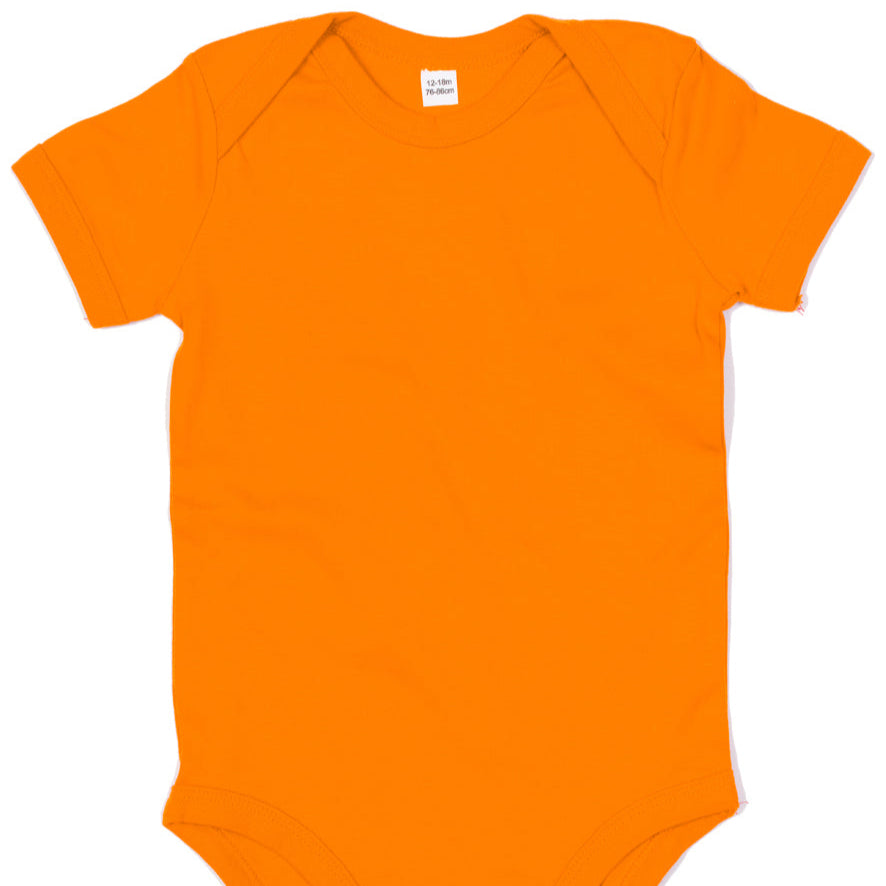 Fully Personalised Orange UNISEX Baby Vest - Perham Prints