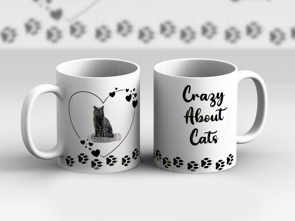 Black Cat Crazy About Cats Cup Mug - Perham Prints