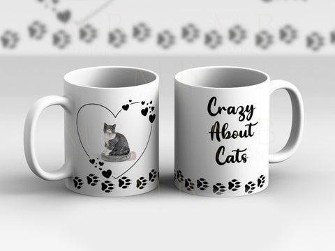 Black & Grey Cat Crazy About Cats Cup Mug