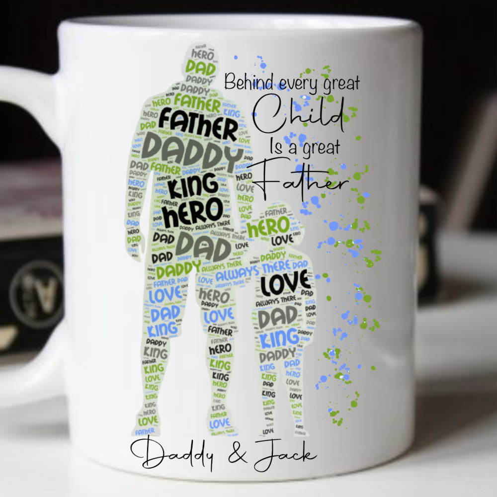 Fathers Day Word Art Abstract Art Splash Of Colour Cup Mug - Perham Prints