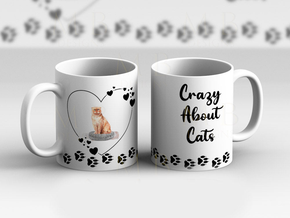 Ginger Cat Crazy About Cats Cup Mug - Perham Prints