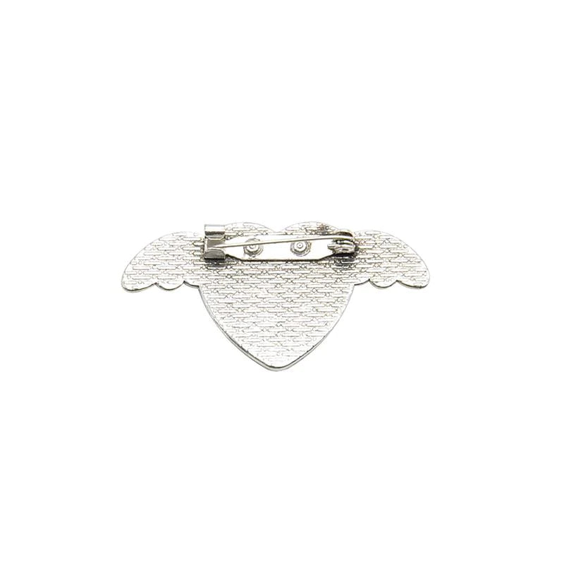 Heart Metal Memorial Pin Badge Wings - Perham Prints