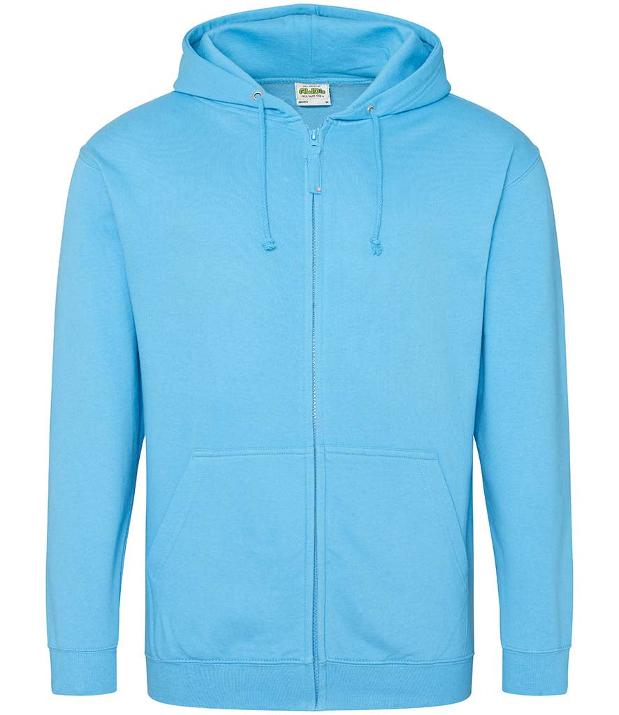Fully Personalised Light Blue UNISEX Zip AWDis Hoodie - Create Your Design - Perham Prints