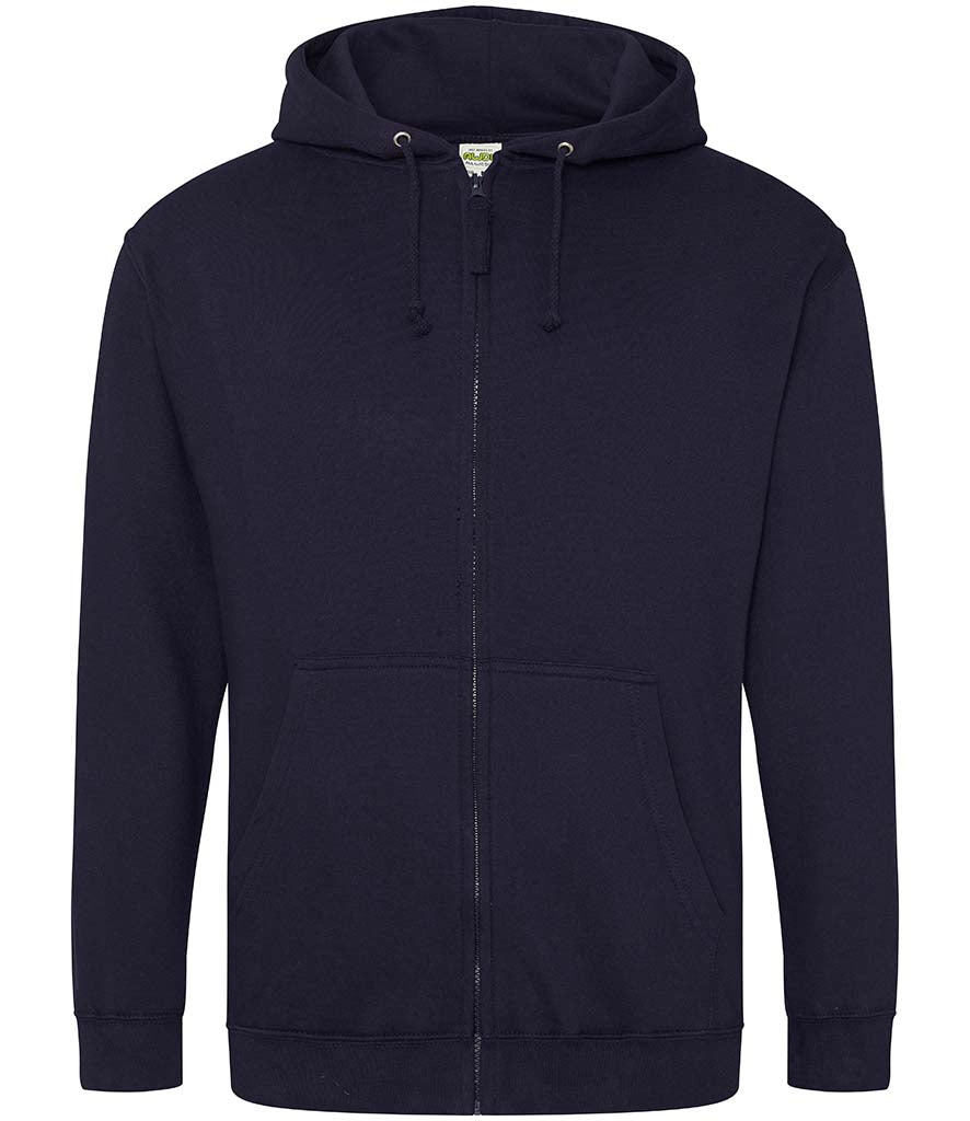 Fully Personalised Navy Blue UNISEX Zip AWDis Hoodie - Create Your Design - Perham Prints