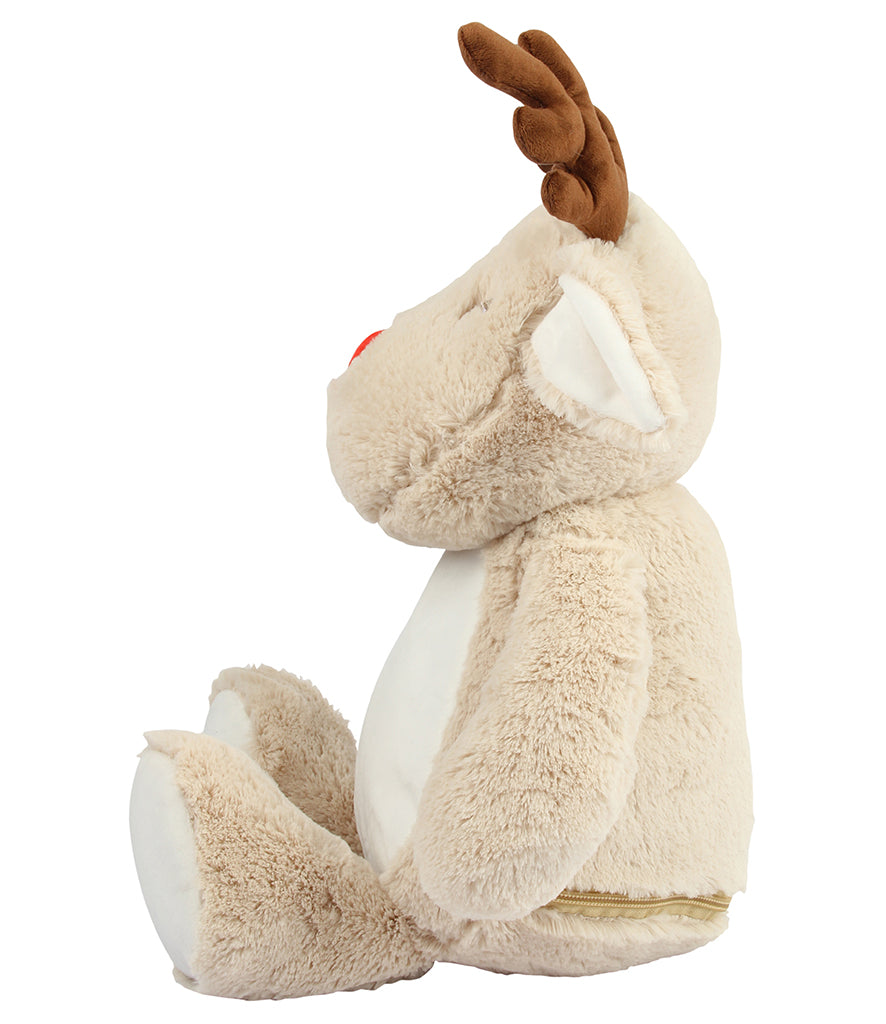 Personalised Light Brown Reindeer Animal Christmas Teddy Cuddle Toy - Perham Prints