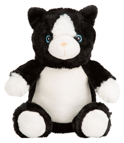 Personalised Black and White Cat Animal Teddy Cuddle Toy