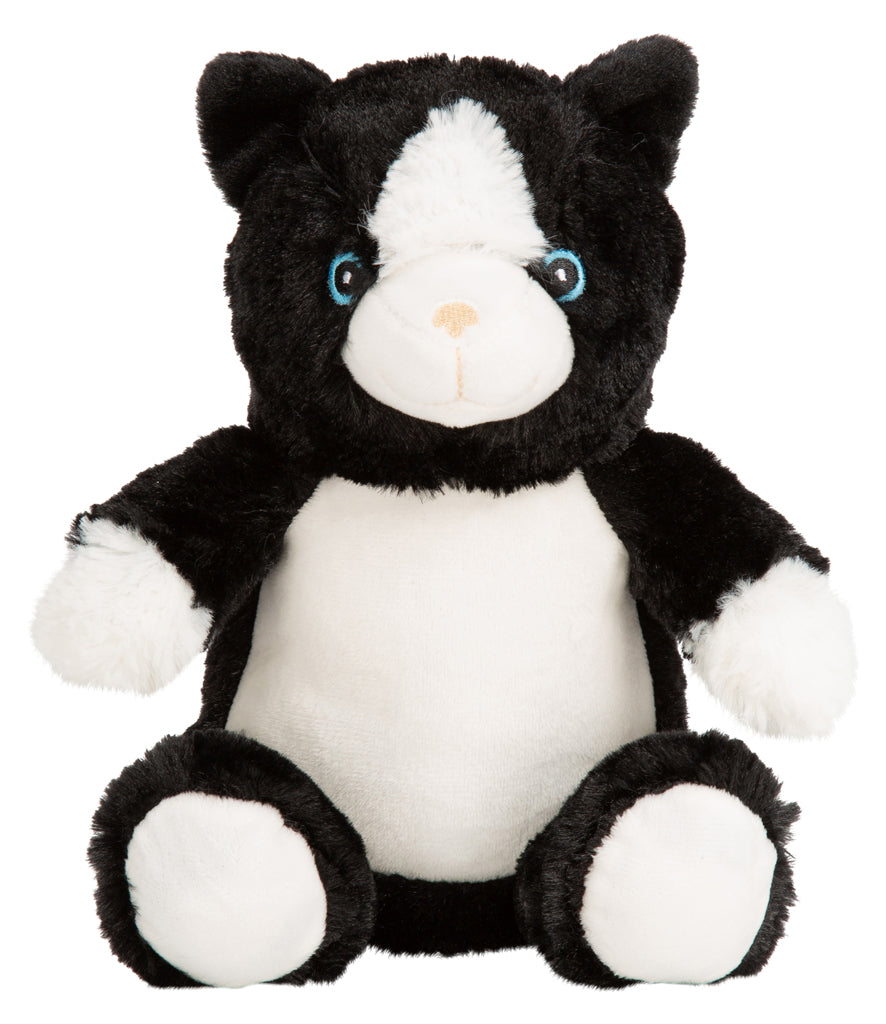 Personalised Black and White Cat Animal Teddy Cuddle Toy - Perham Prints