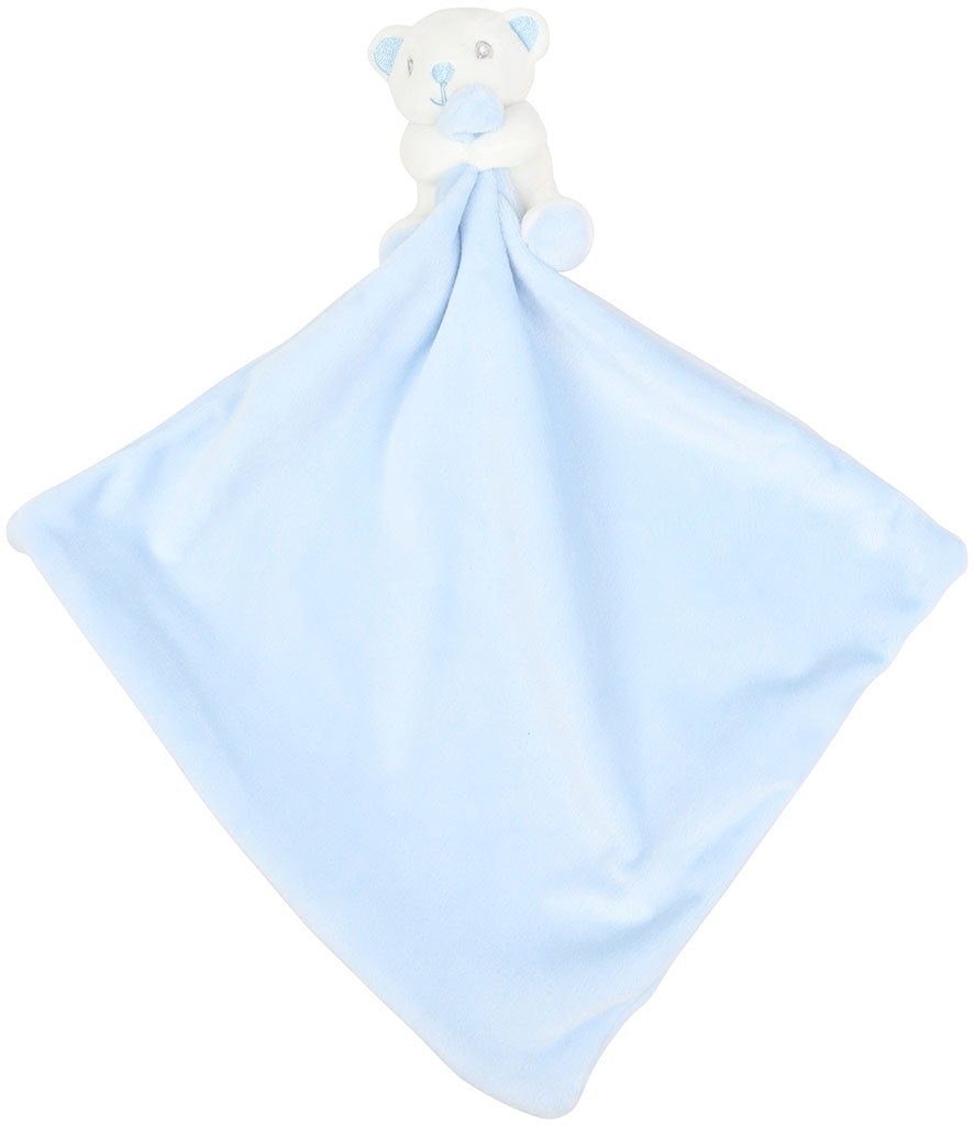 Personalised Baby Comforter Blue Bear Cuddle Toy - Perham Prints