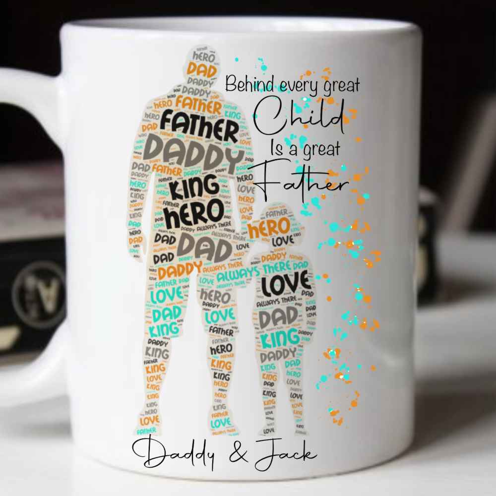 Fathers Day Word Art Abstract Art Splash Of Colour Cup Mug - Perham Prints
