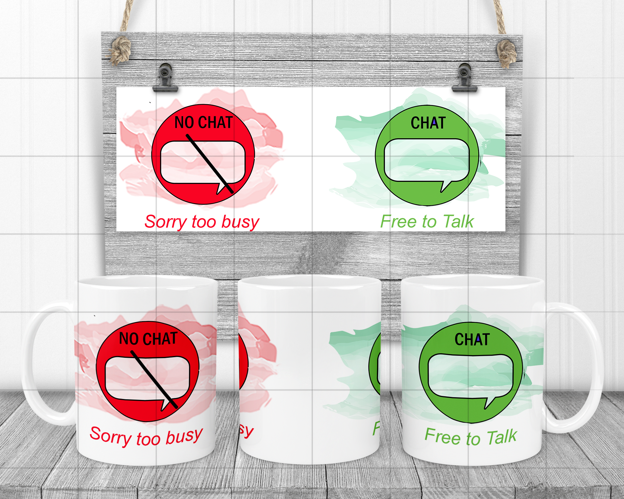 Sorry Too Busy or Free To Talk Quirky Office Cup Mug - Perham Prints