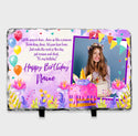 Personalised Birthday Message Purple Design Photo Slate - 1