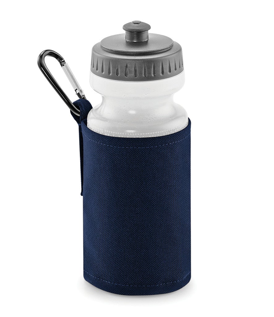 Fully Personalised French Navy Blue Water Bottle and Holder - Perham Prints