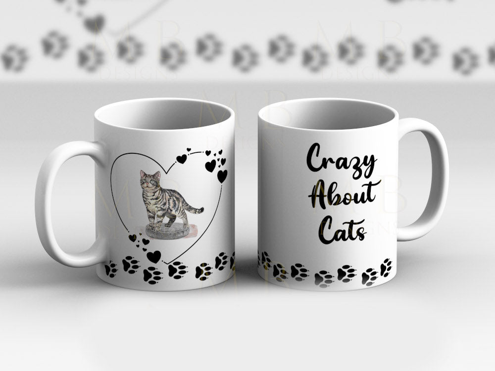 Tabby Cat Crazy About Cats Cup Mug - Perham Prints