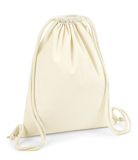Fully Personalised Natural Cream Cotton Drawstring Gym Bag