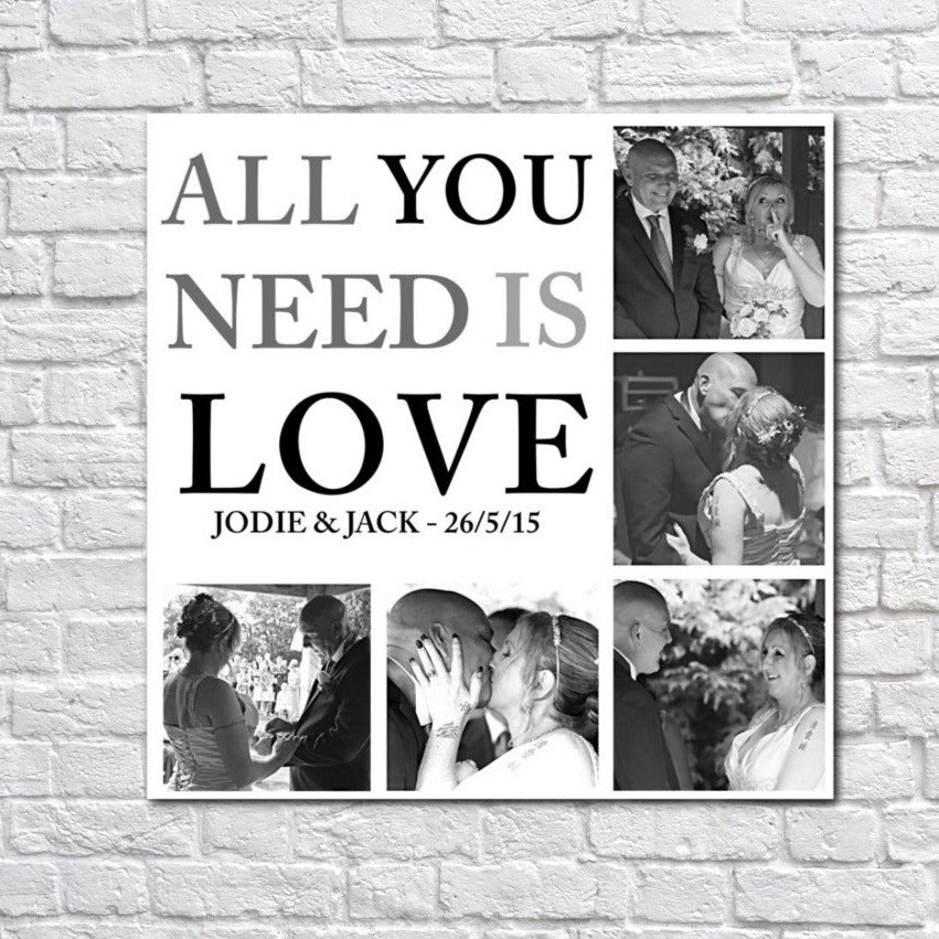 Personalised All You Need Is Love Photo Collage Canvas - Perham Prints