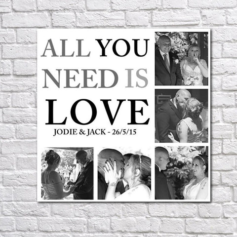 Personalised All You Need Is Love Photo Collage Canvas